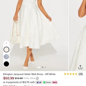 Fashion Nova Jacquard Halter Midi Dress - Off White